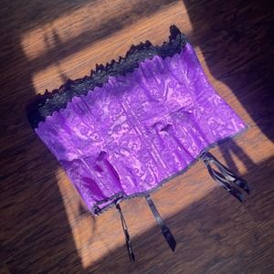 Fredericks of Hollywood purple lace up corset with black lace
